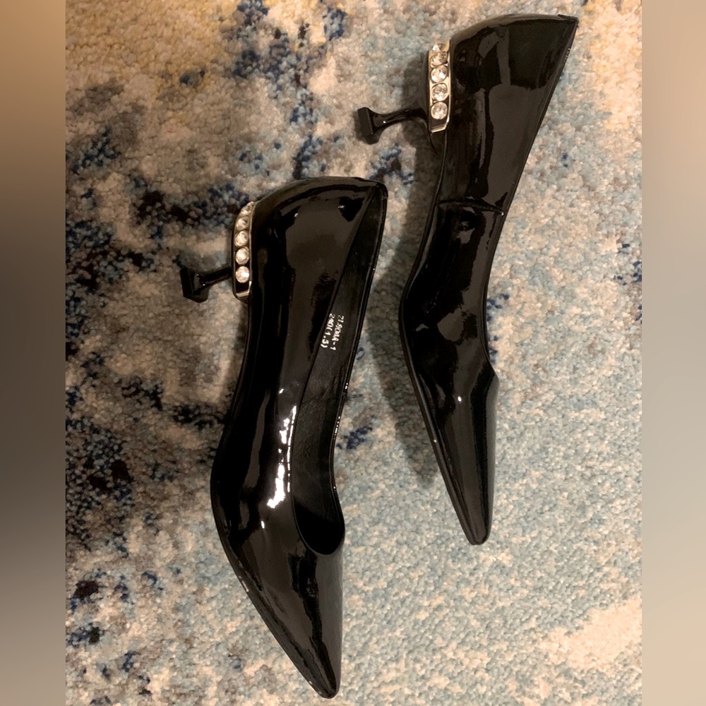 miumiu style soft leather kitten heels - Dark Green